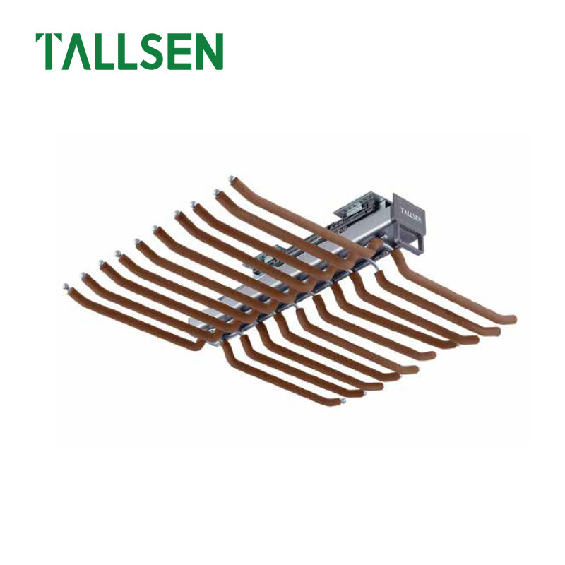 Top-mounted trouser rack with soft closing double side