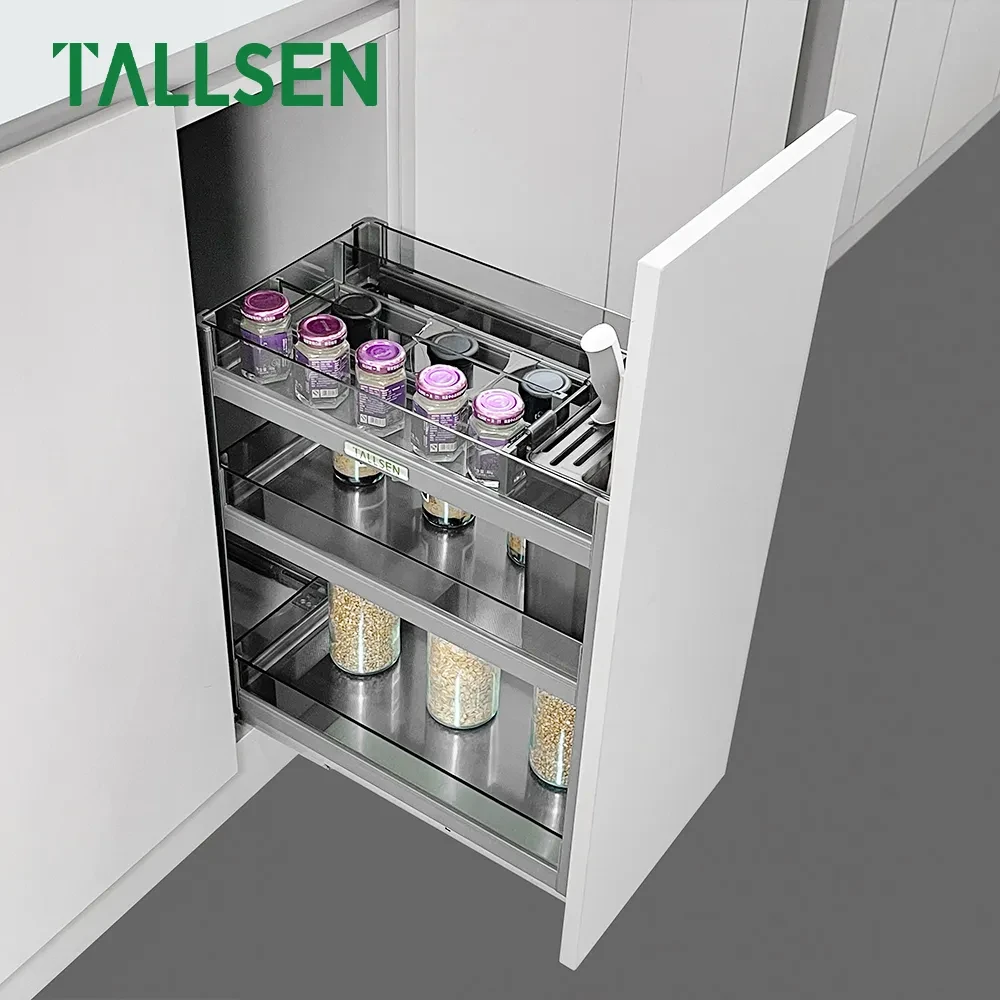 اكسسوار مطبخ ترولي سلة توابل فاخرة من الزجاج تالسن