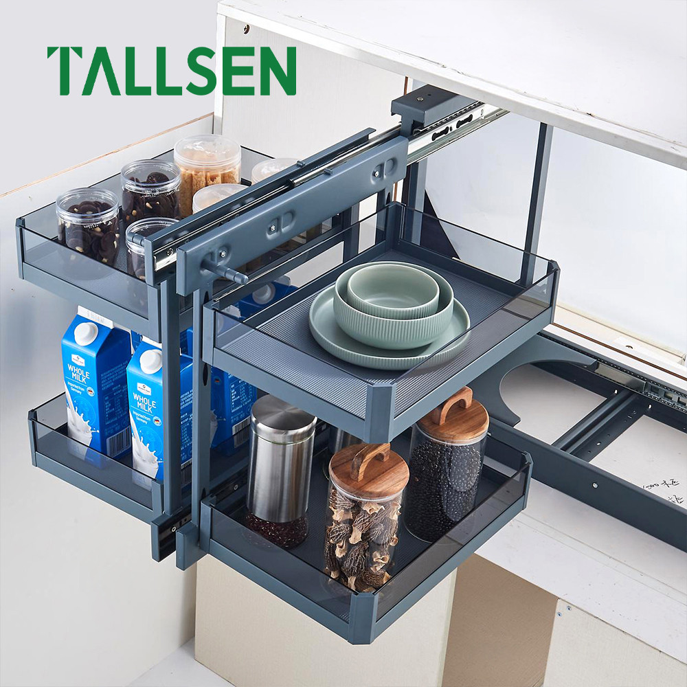 Three-fold ball bearing drawer slide- push to open