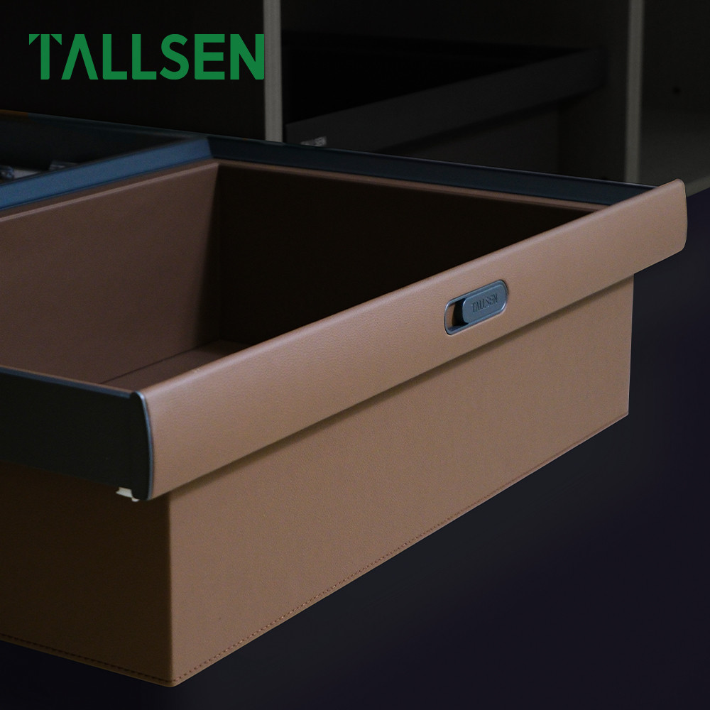 Leather storage basket